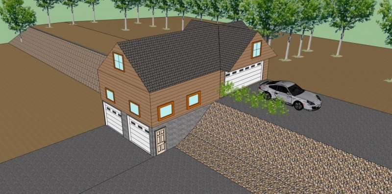 Garasje modell 3 with wide door and car.jpg